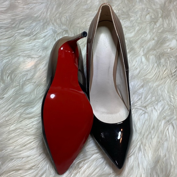 None Shoes - Nude black two tone red sole heels 10
